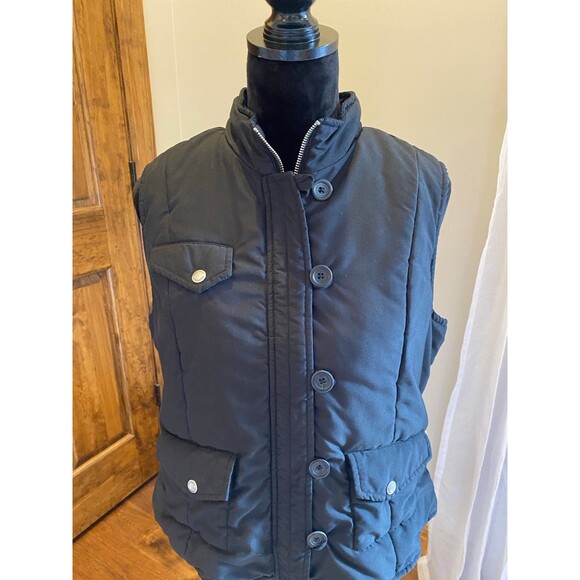 Sonoma  Vest Life & Style Puffer Size Large Multi Pocket Zipper Button Black - Picture 2 of 10